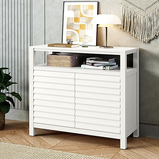 Sideboard Buffet Cabinet with 4 Doors&Shelves, Accent Storage Cabinet with Decorative