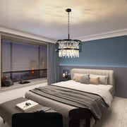 Crystal Chandelier for Bedrooms, 16'' Small Farmhouse Chandelier, Crystal Ceiling Light