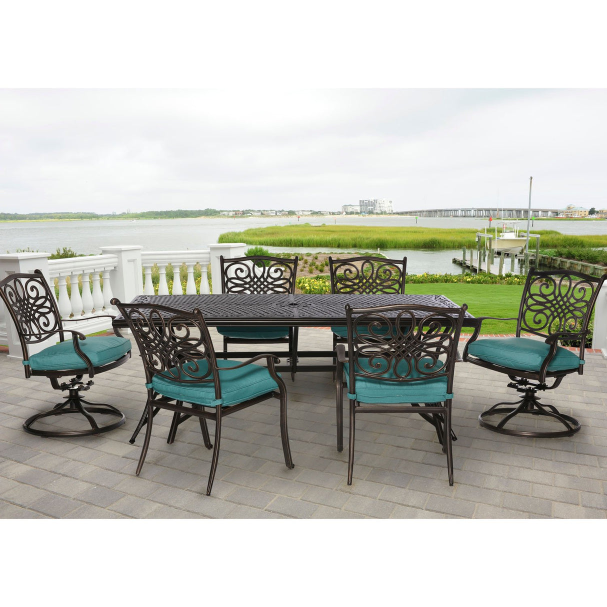 Traditions 7-Piece Outdoor Dining Set with Rust-Resistant Aluminum Dining Table