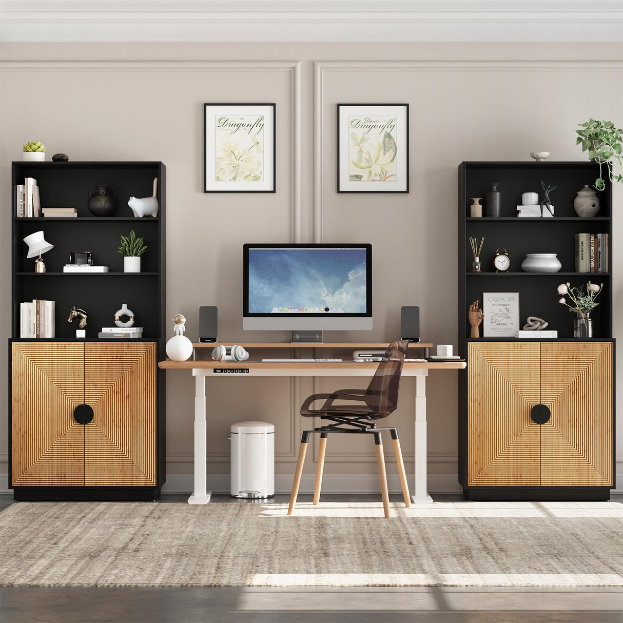 4-Piece Entertainment Center with Bookshelves for TVs up to 75"