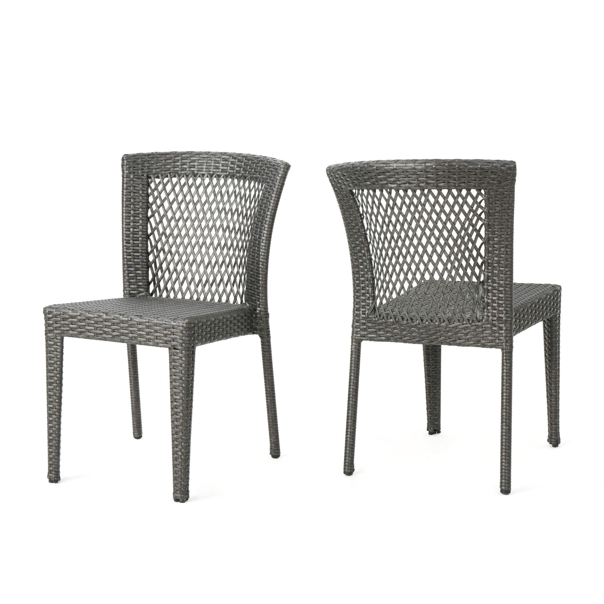Bonnie Outdoor Wicker Dining Chairs (Set of 2), Grey