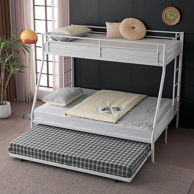 Twin Over Full Bunk Bed with Trundle, Triple Bunk Beds