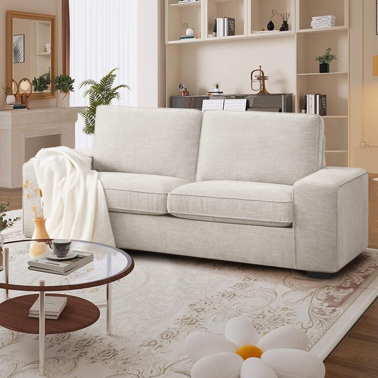 71.25" Modern Loveseat Sofas for Living Room, Fabric Chenille Couch with Solid Wood,