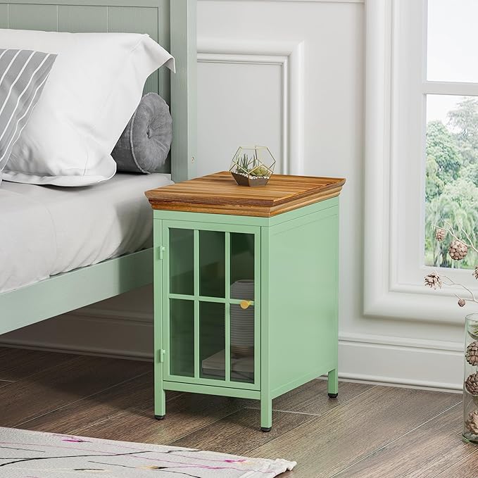 Night Stand, Bedside Table, Mint Green