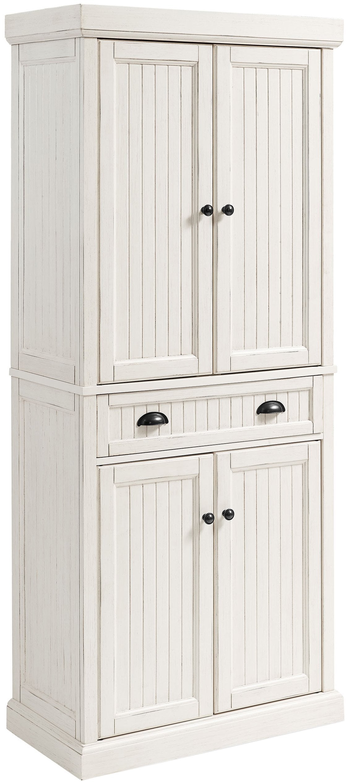 Seaside Kitchen Pantry Cabinet and Accent Cabinet Bundle - Distressed White
