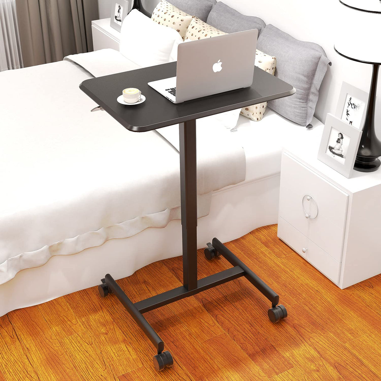 Mobile Laptop Desk, Small Mobile Standing Desk Adjustable Height Mobile Desk Rolling