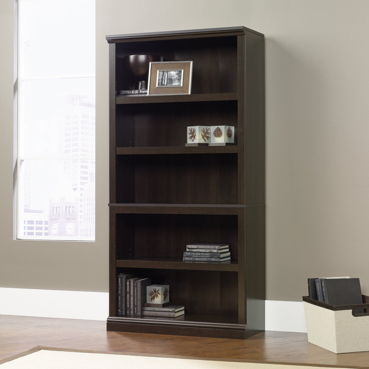 Sauder 5-Shelf Bookcase/ Book shelf, L: 35.28" x W: 13.23" x H: 69.76"
