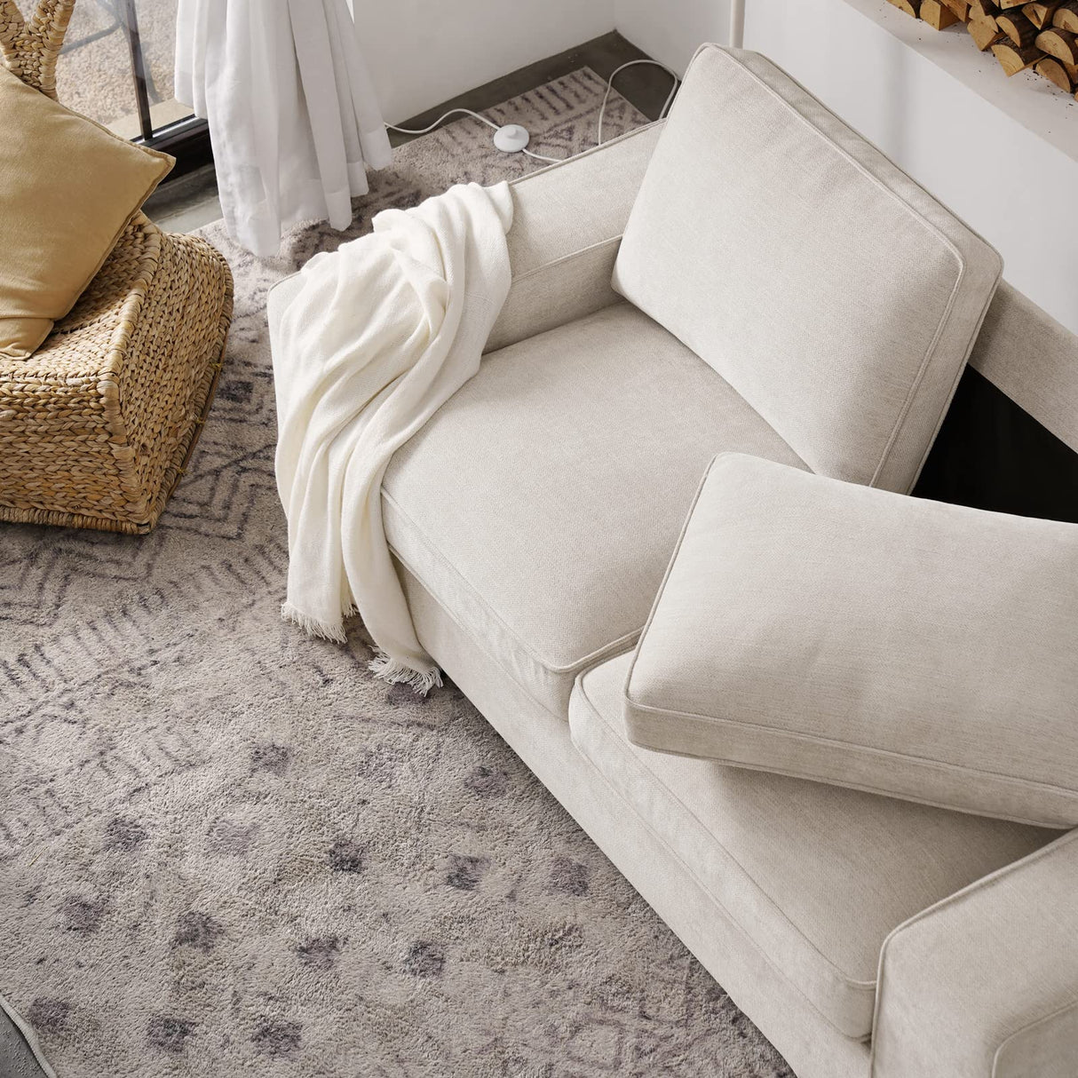 71.25" Modern Loveseat Sofas for Living Room, Fabric Chenille Couch with Solid Wood,