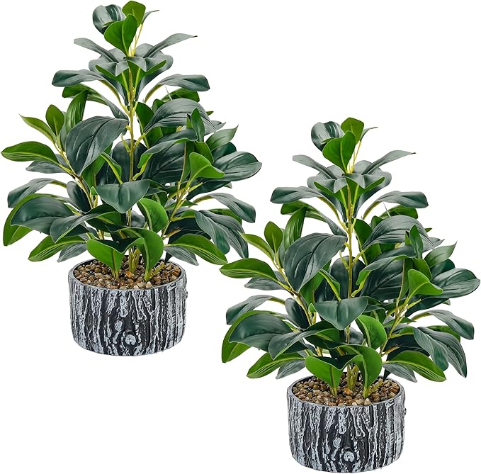 Fake Plants Artificial Plants Indoor with Black and White Striped Pots for Room Home