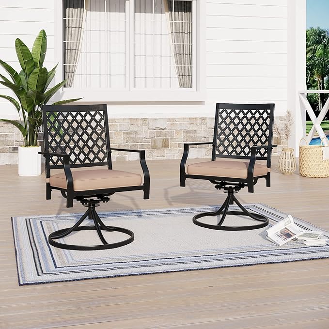 Patio Dining Chairs Set of 6, Outdoor Metal Armchairs, Outdoor Dining Chairs