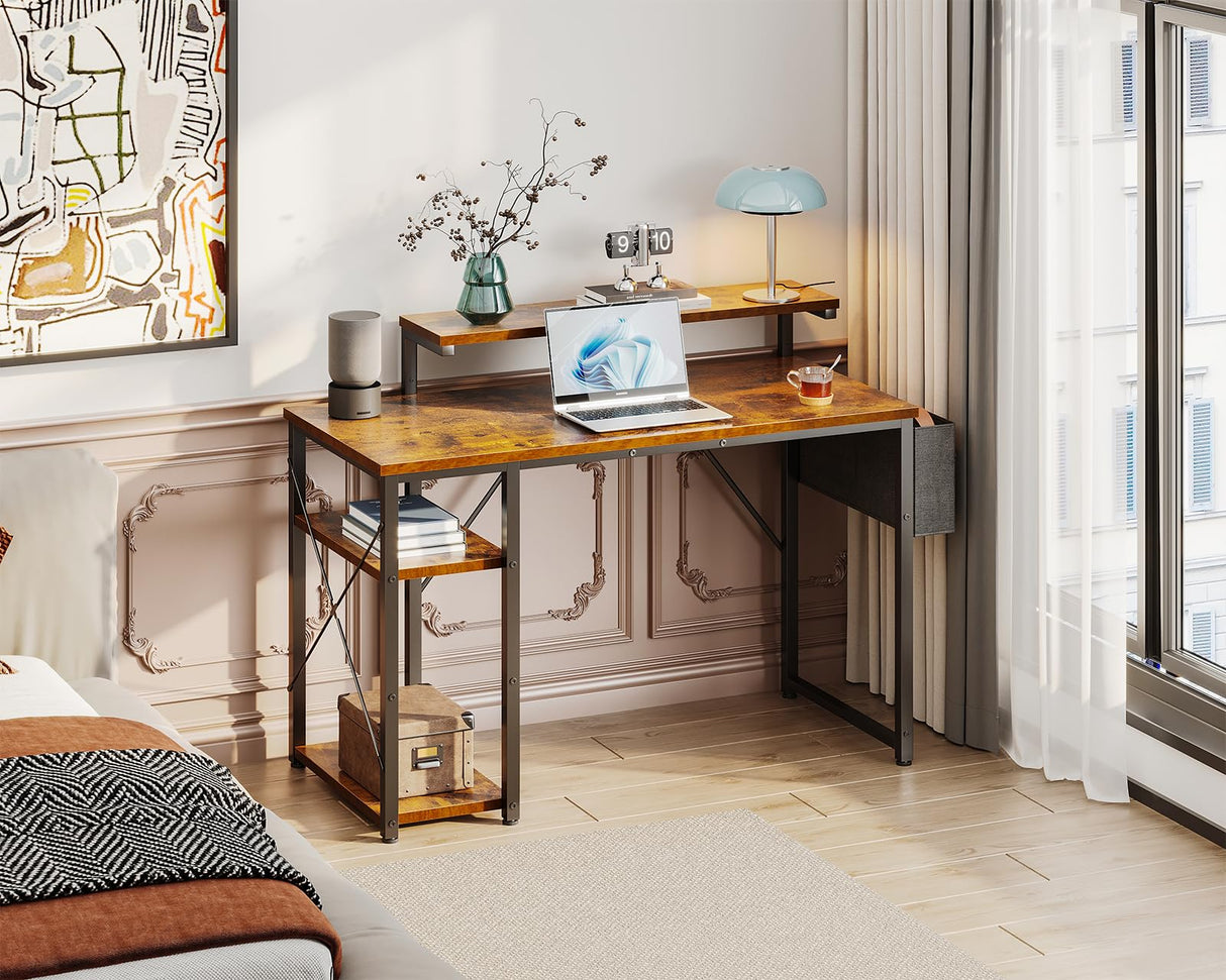 40 inch Small Computer Desk with Adjustable Monitor Stand