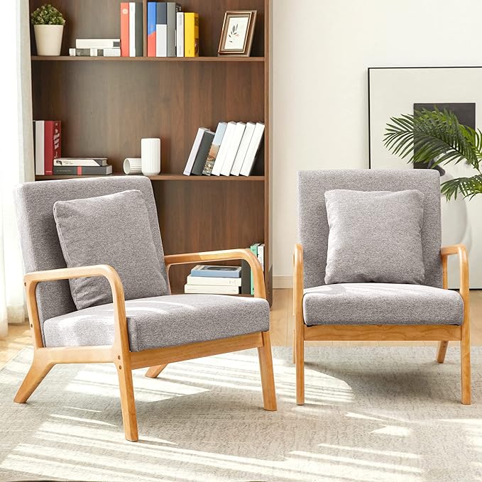 Mid-Century Modern Accent Chair,Fabric Lounge Boho Side Chair for Living Room