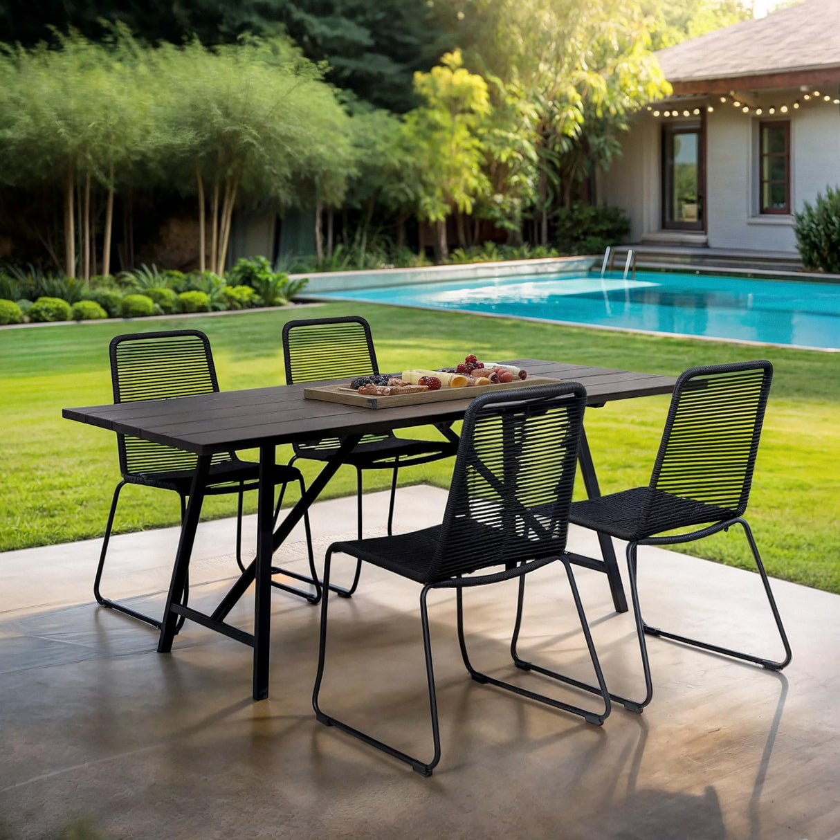 Koala and Shasta Modern Outdoor Patio Dining, 5 Piece Set