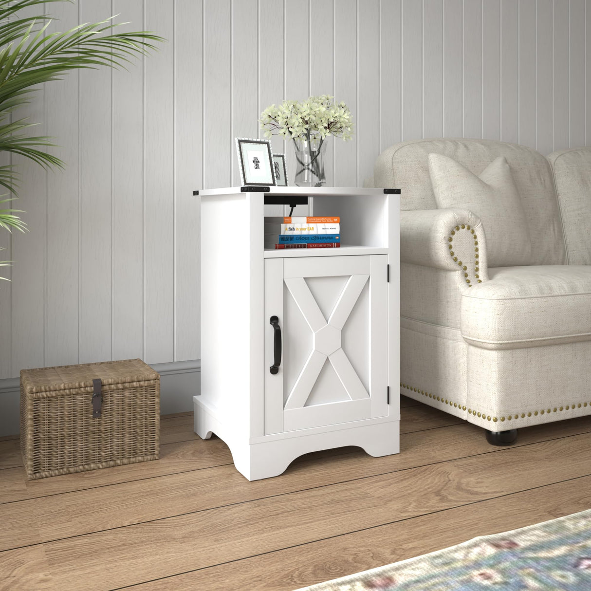 Nightstand Side Table, Wooden Rustic End Table