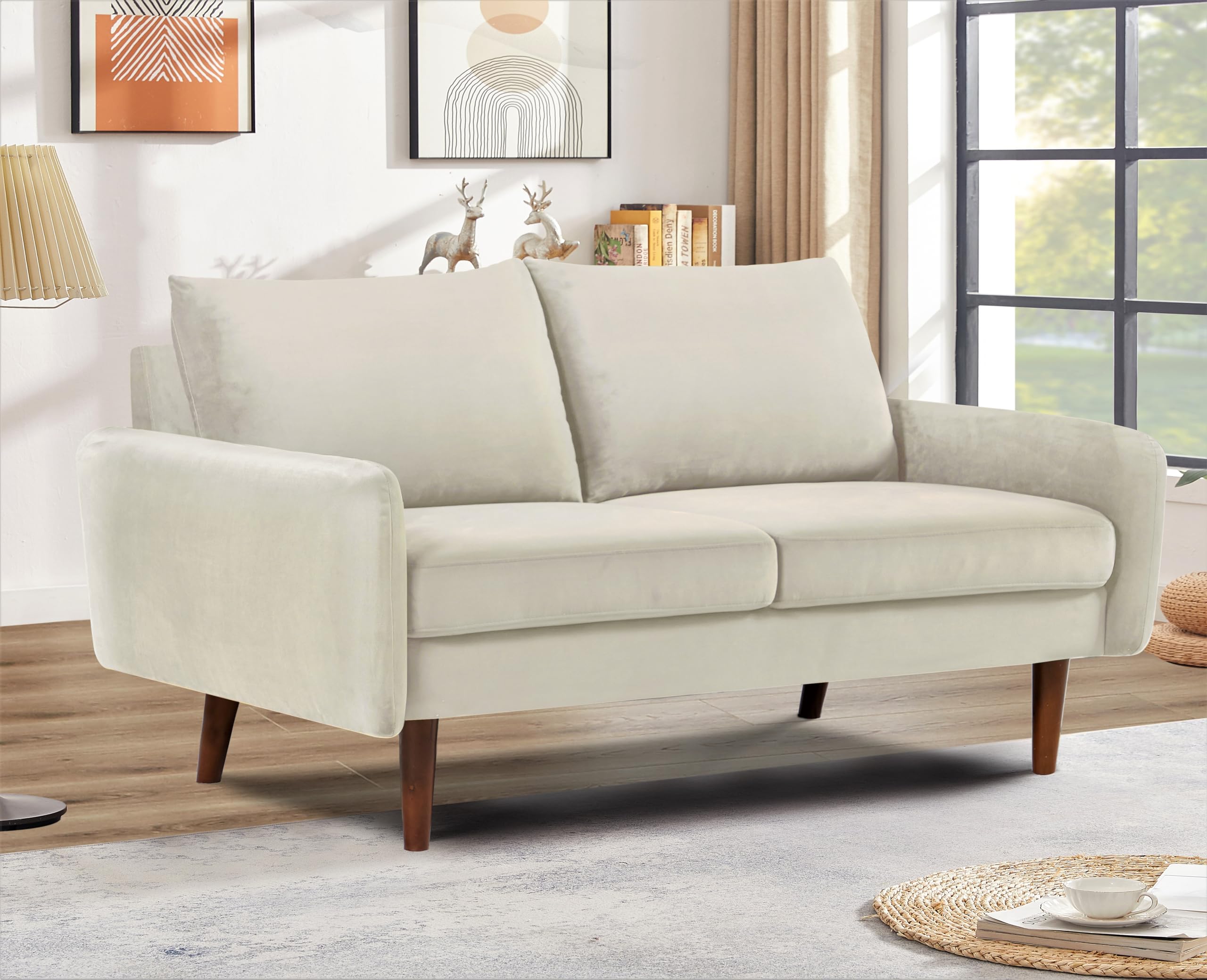 Direct Kent Velvet Loveseat Sofa for Modern Living Rooms and Compact Spaces