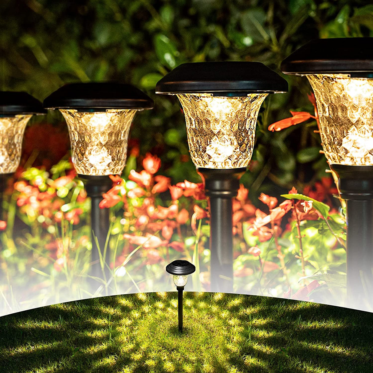8 Pack Solar Pathway Lights, Solar Garden Lights Outdoor Warm White
