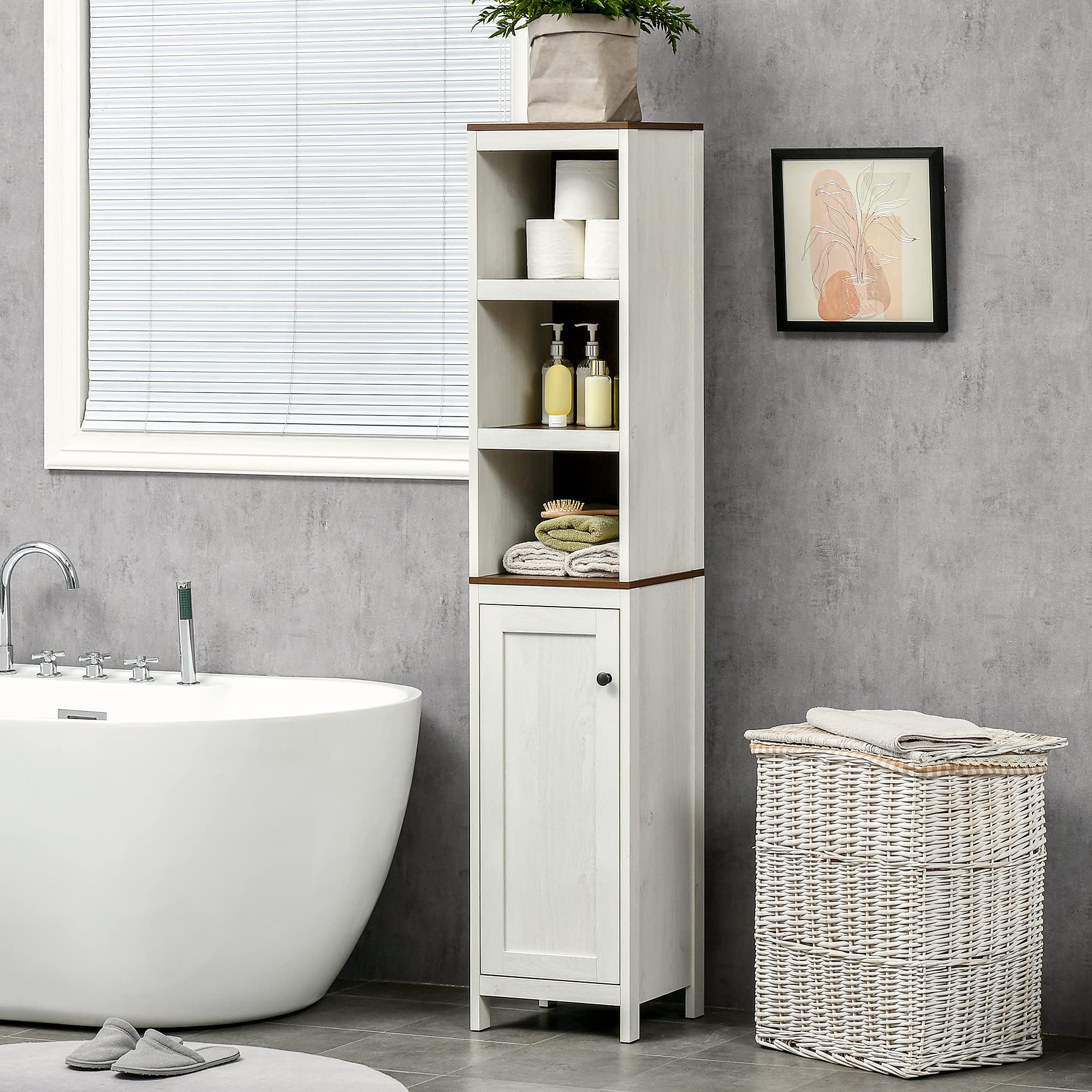 Tall Bathroom Storage Cabinet, Freestanding Tower Cabinet