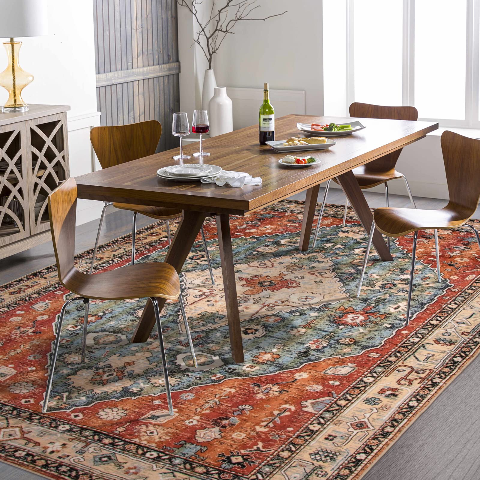 Tribal Area Rug - 8x10 Large Living Room Area Rug for Bedroom Aesthetic, Washable