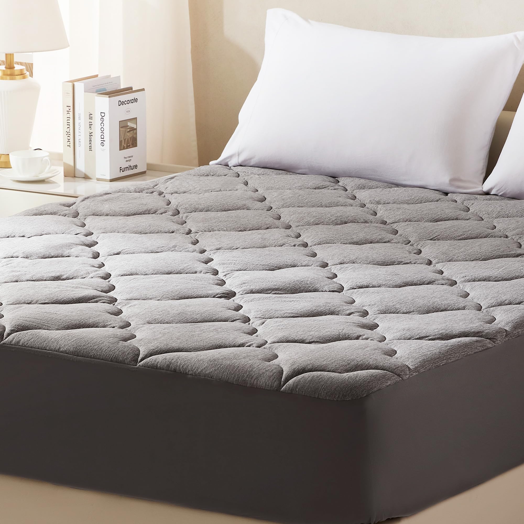Twin XL Mattress Pad, Pillow Top Mattress Topper, Jersey Knit Mattress Cover