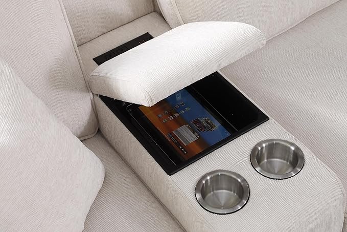 Convertible Sectional Couch with Movable Ottoman and 6 Throw Pillows