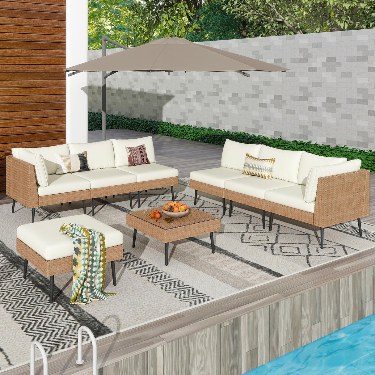 Outdoor Patio Furniture Set, 8 Pieces Patio Conversation Sets