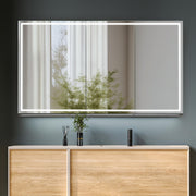 48" Surface-Mount LED Lighted Black Aluminum Mirror Medicine Cabinet