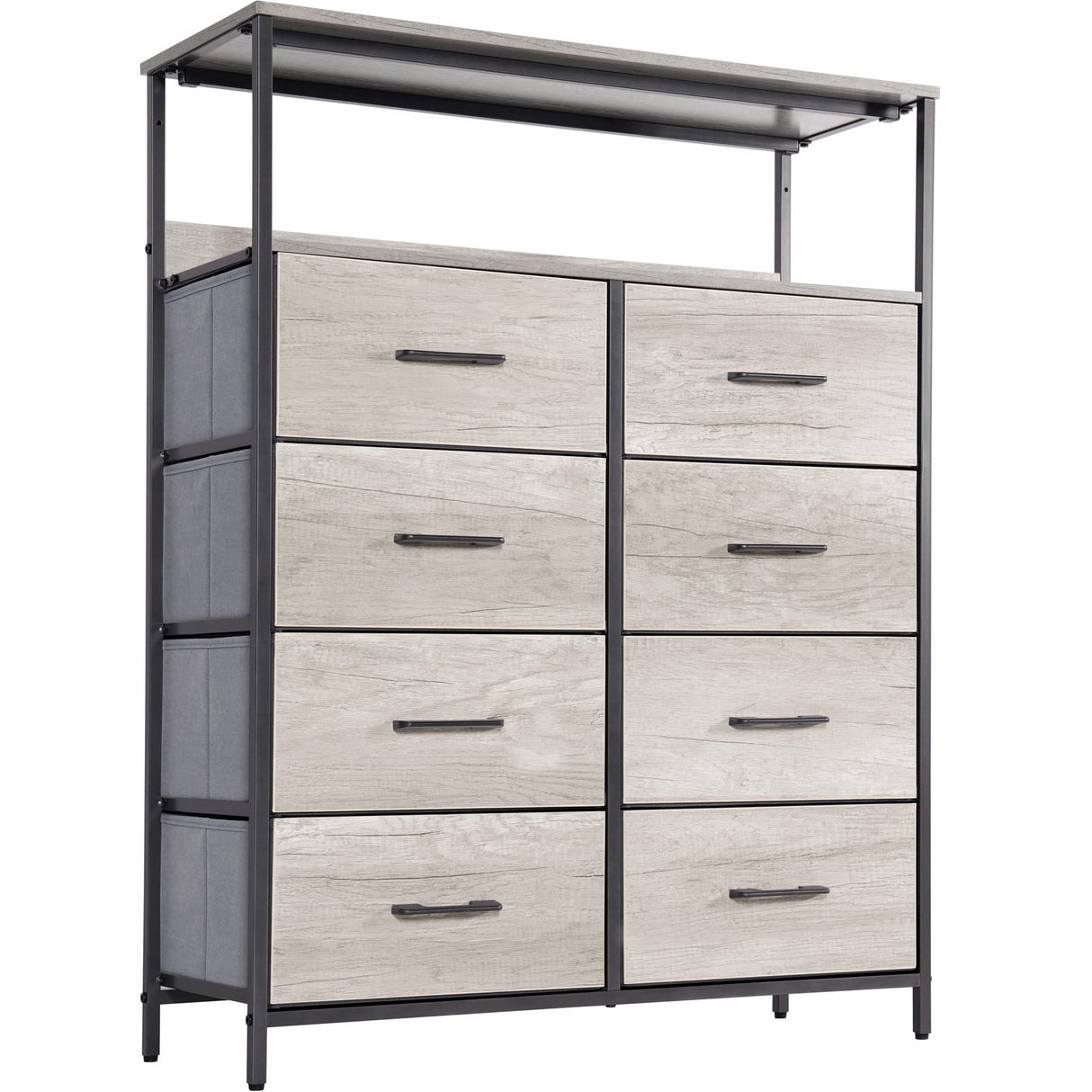 8 Drawers Dresser with Shelves, Fabric Drawers