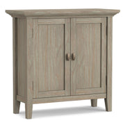 Redmond SOLID WOOD 32 inch Wide Transitional Low Storage Cabinet in Distressed Grey
