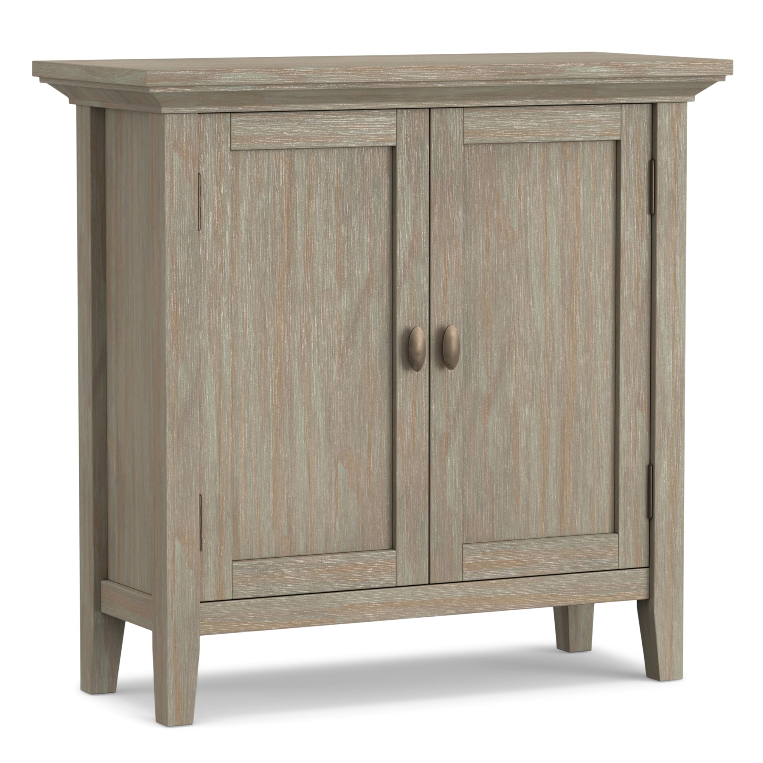 Redmond SOLID WOOD 32 inch Wide Transitional Low Storage Cabinet in Distressed Grey