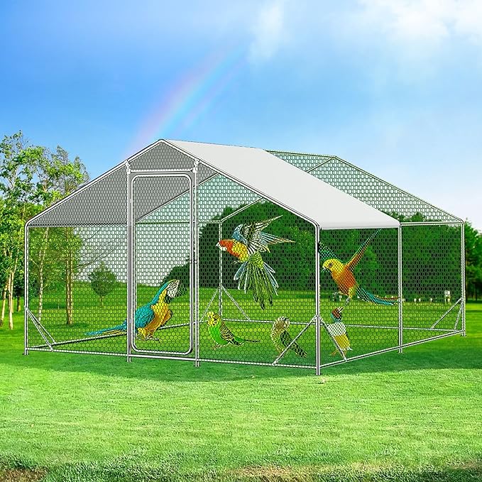 TriSecure Metal Chicken Coop – Reinforced Triangular Frame with PVC Mesh & Weatherproof Roof