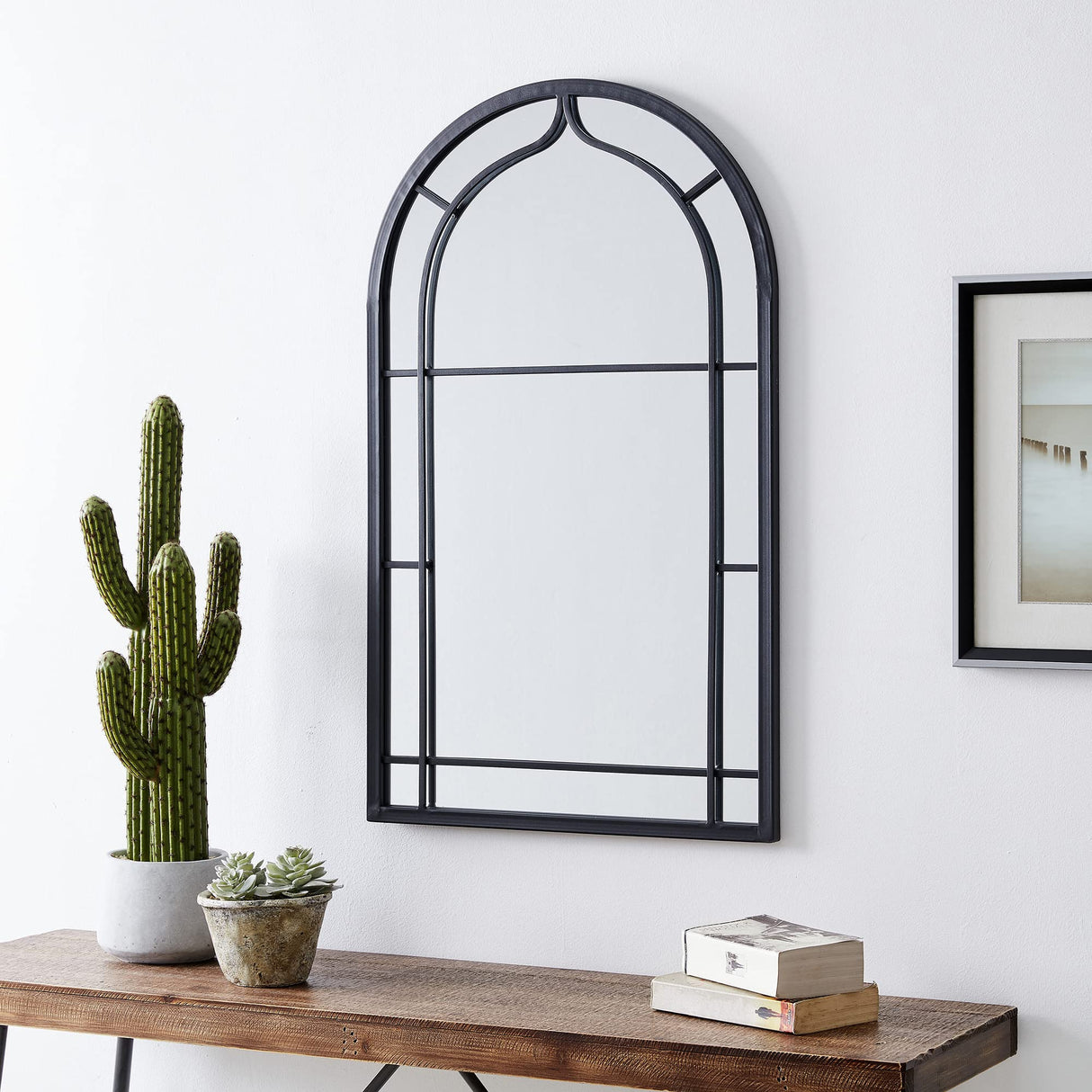 Ariana Farmhouse Arch Metal Mirror, American Crafted, Dark Gray