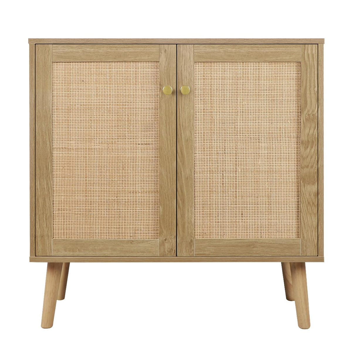 Rattan Cabinet, 2 Door Sideboard Buffet Cabinet with Adjustable Shelf