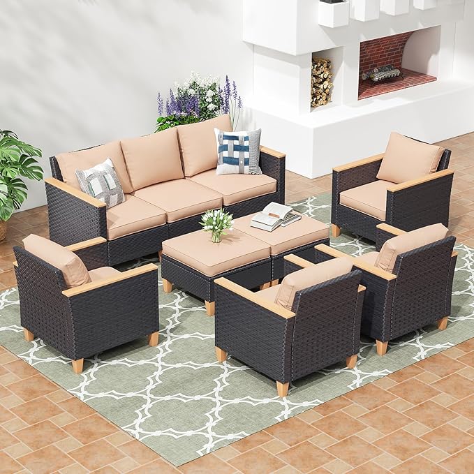 Outdoor Furniture Set, 7 Piece Patio Sectional Furniture Set with Cushions