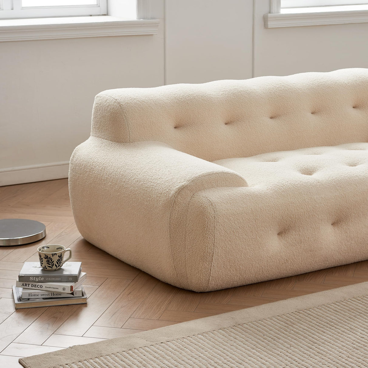 70.86 "Modern Loveseat Sofa Couch, Sherpa Tufted Love Seat, Comfy 2 Seater Deep Seat Small Couch for Living