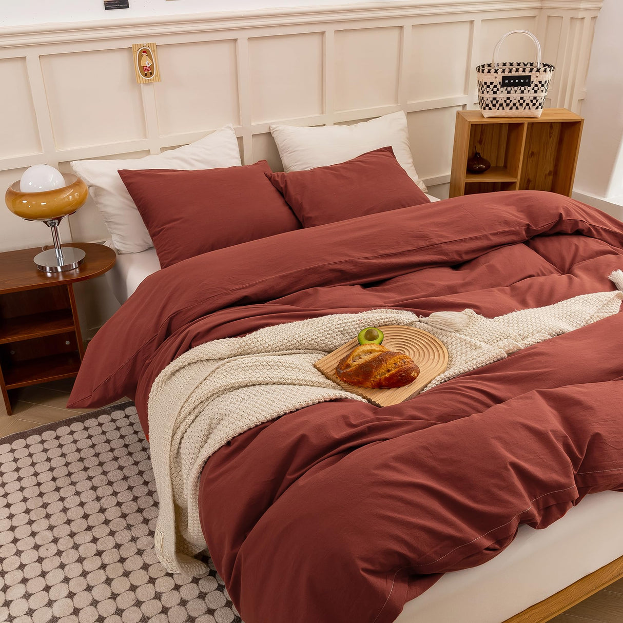 Duvet Cover King Size - Linen Feel Textured Organic Natural 100% Washed Cotton