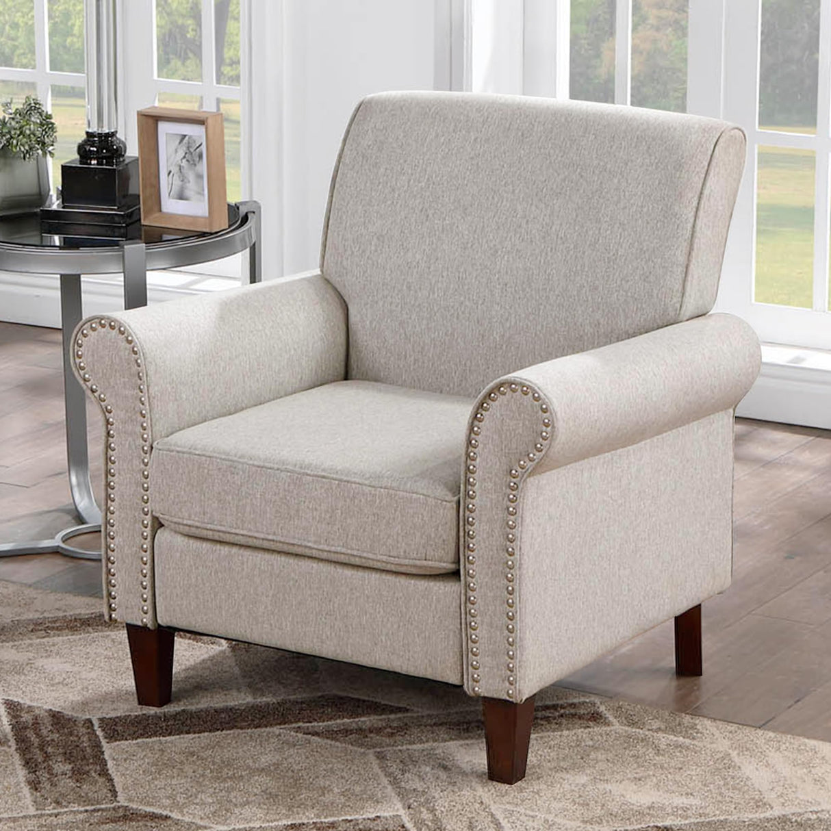Upholstered Living Room Chair - Large Comfy Fabric Accent Chair Single Sofa