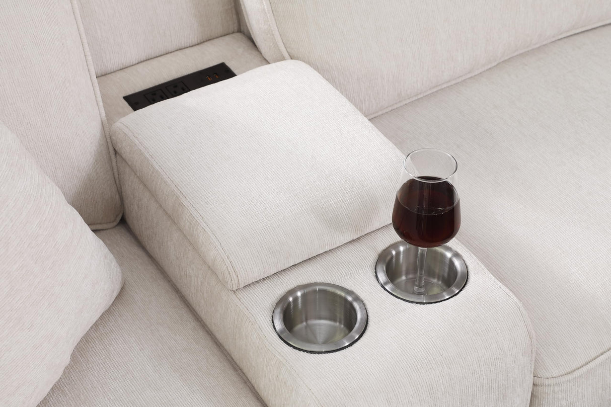 127" L-Shaped Sectional Couch with Movable Ottoman & 6 Throw Pillows