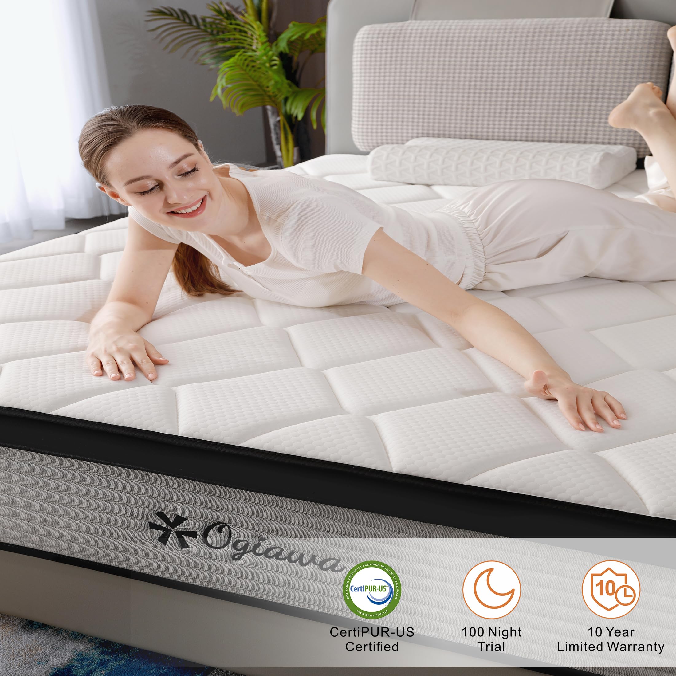 Queen Size Mattresses Memory Foam 10 inch Grey Queen Mattress