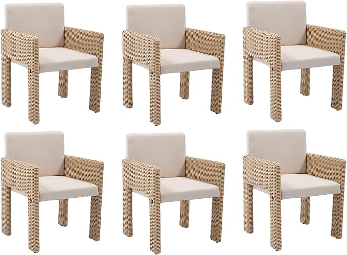 Outdoor Dining Chairs Set of 4, Upholstered Dining Chairs with Sturdy Metal Frame