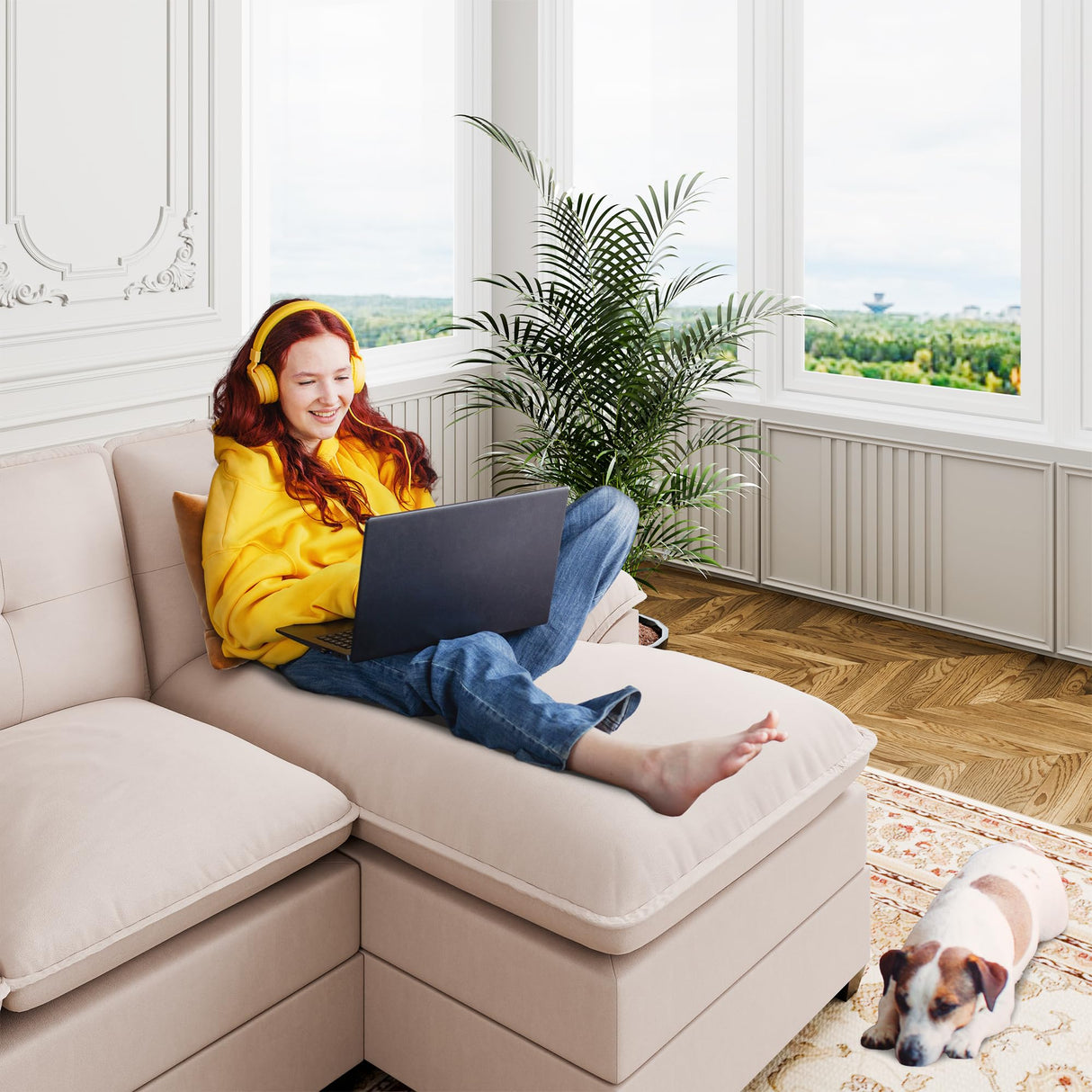 Sectional Sofa Couch, U-Shaped Modular Couch Sleeper