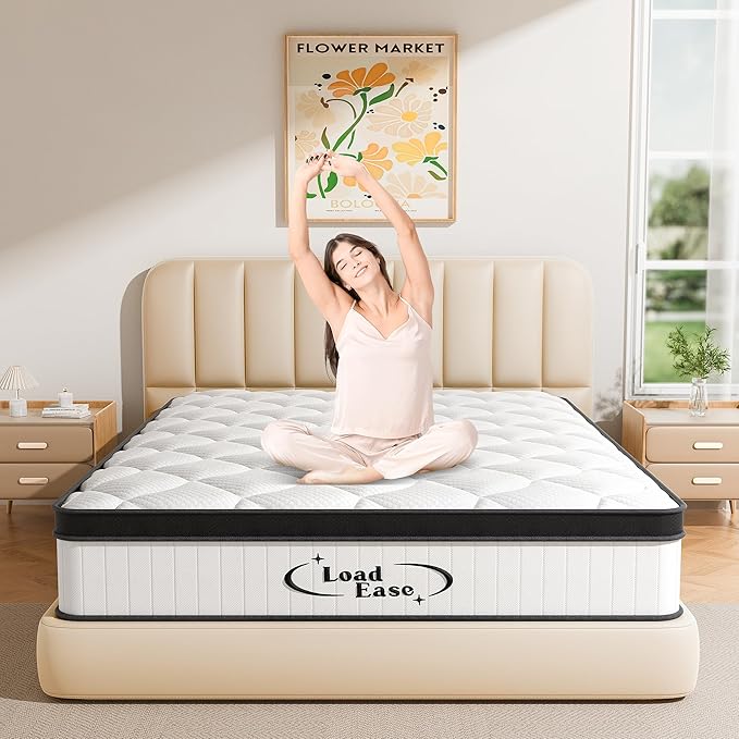 Queen Mattress, 12 Inch Mattress Queen Size in a Box, Hybrid Memory Foam Mattress