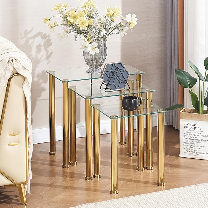 Nesting Table Set of 3, Living Room Nesting Side Table, Sofa Side Nest of 3 Table