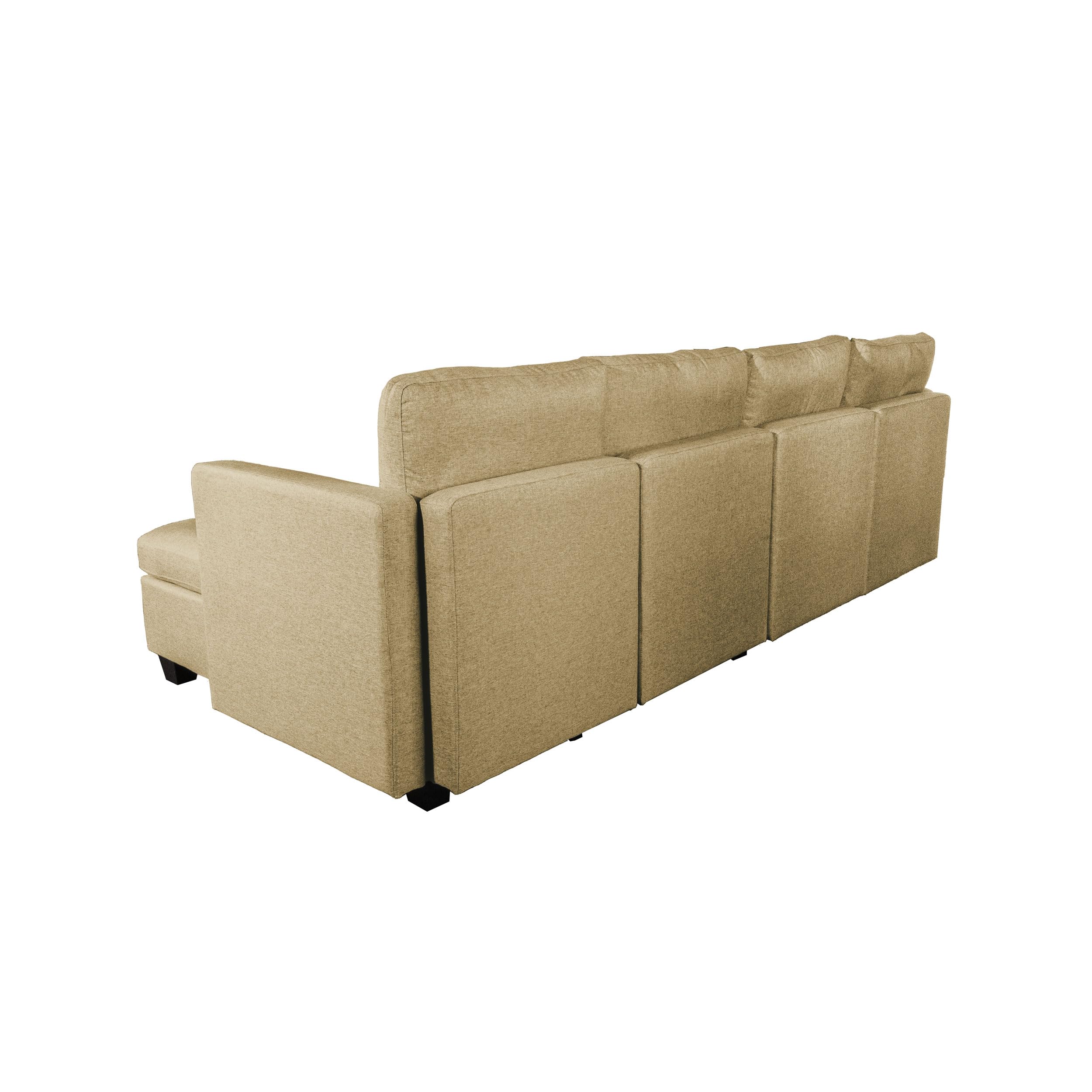 Modular Sectional Sofa, Linen Fabric Convertible U Shaped Couch