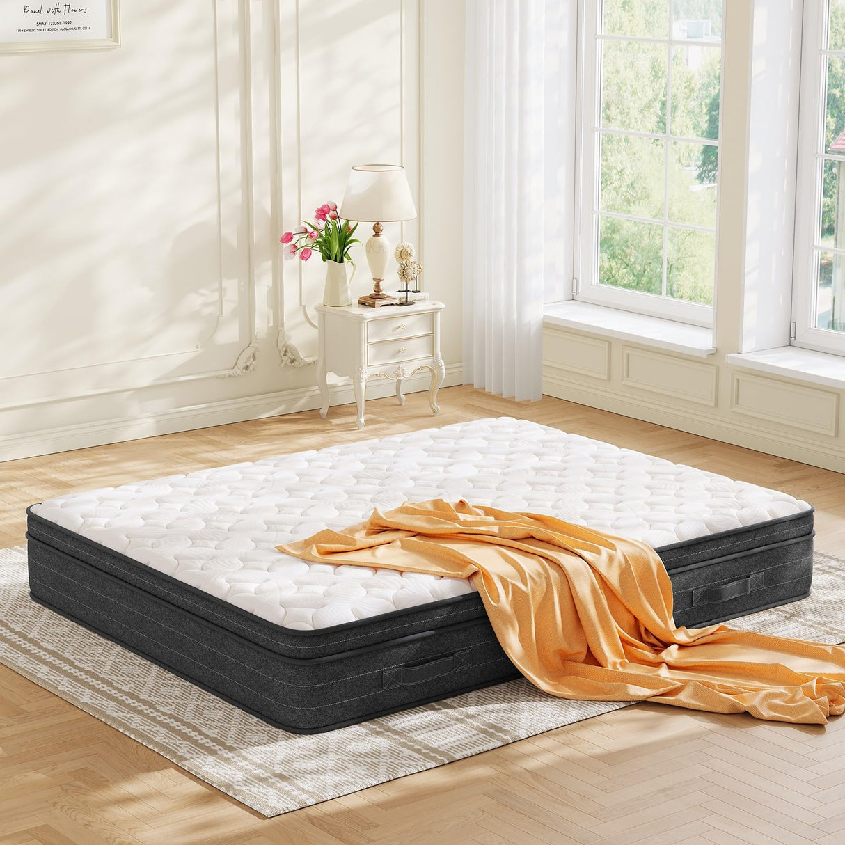 12 Inch King Size Mattress in a Box for Back Pain, Medium Firm Feel Fiberglass Free Hybrid Mattress