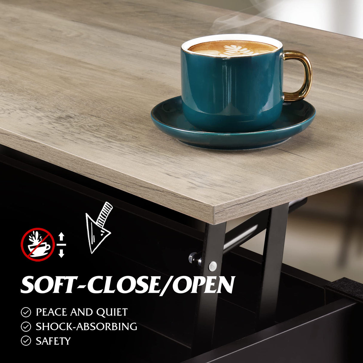 Coffee Table, 39" Lift Top Coffee Table with Hidden Compartment and Storage Shelf