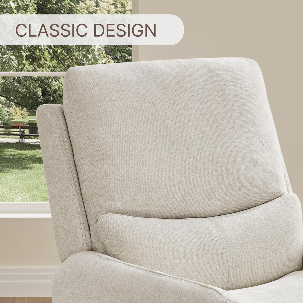 Linen Power Recliner Glider Chair – Swivel Rocker with USB & Lumbar Support