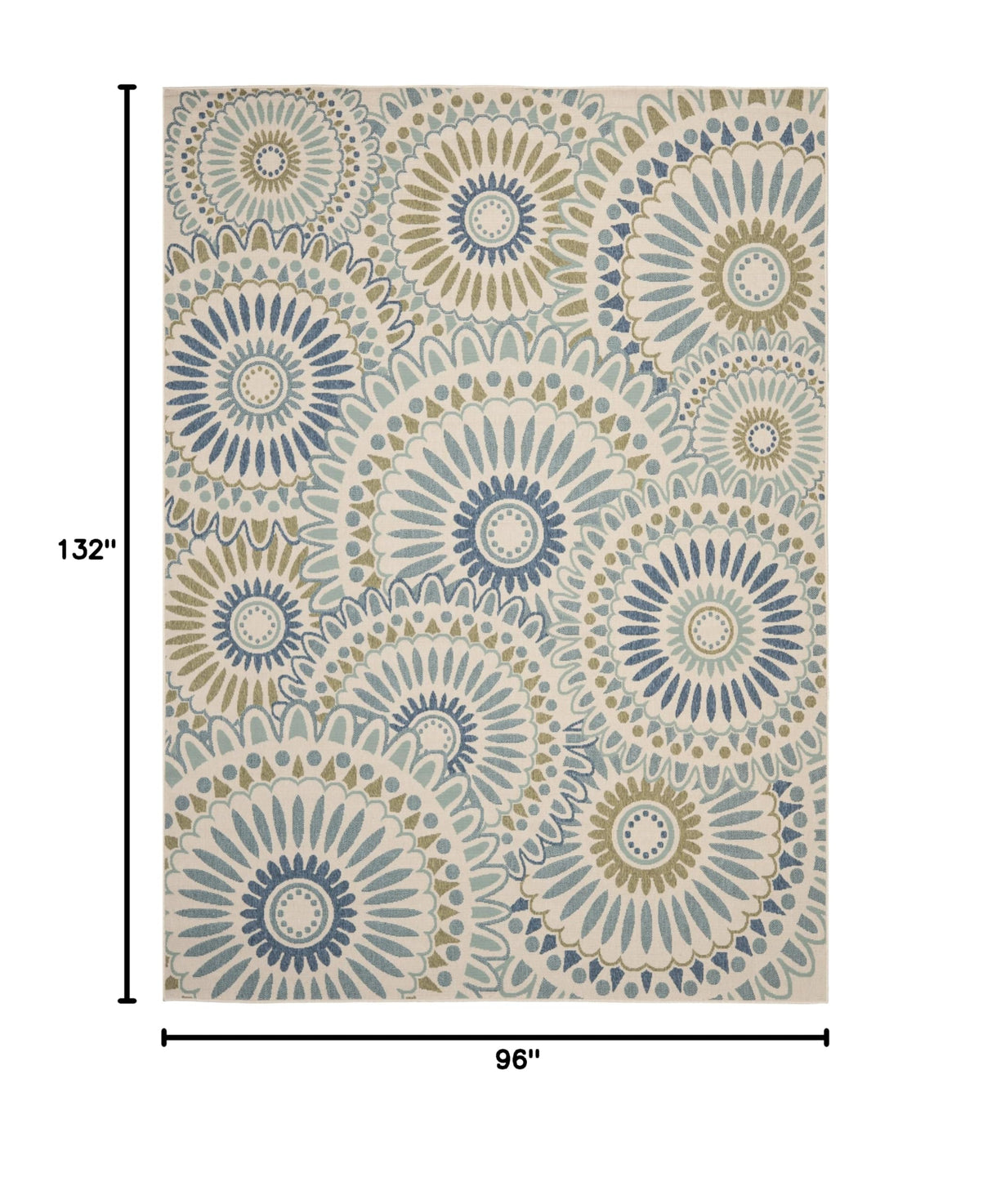 Veranda Collection VER091 Boho Floral Indoor/Outdoor Non-Shedding Stain Resistant