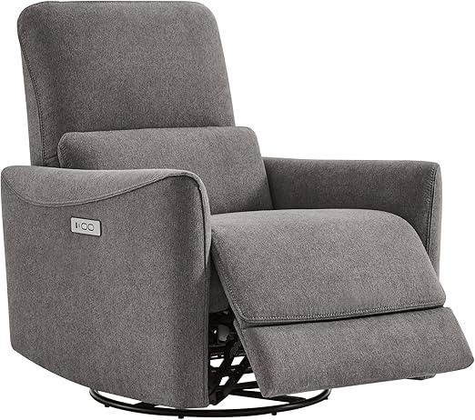 MammaNest Power Glider Swivel Recliner – 270° Rocker with USB