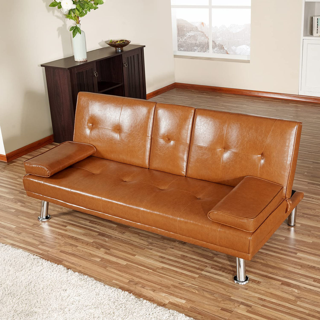 Low Profile Design: Convertible Folding Futon Sofa Bed Sleeper Couch for Living Room