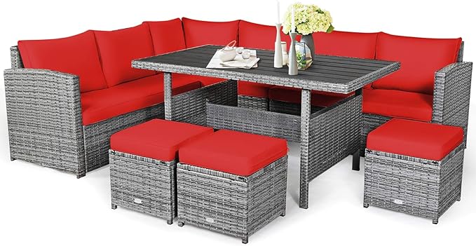 7 PCS Wicker Outdoor Conversation Set, Patio Sectional Furniture Sofa Set